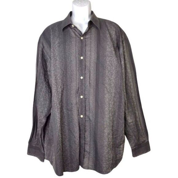 SAKS FIFTH AVENUE Long Sleeve Button Up Shirt XXL Collared Formal Printed - Picture 1 of 6